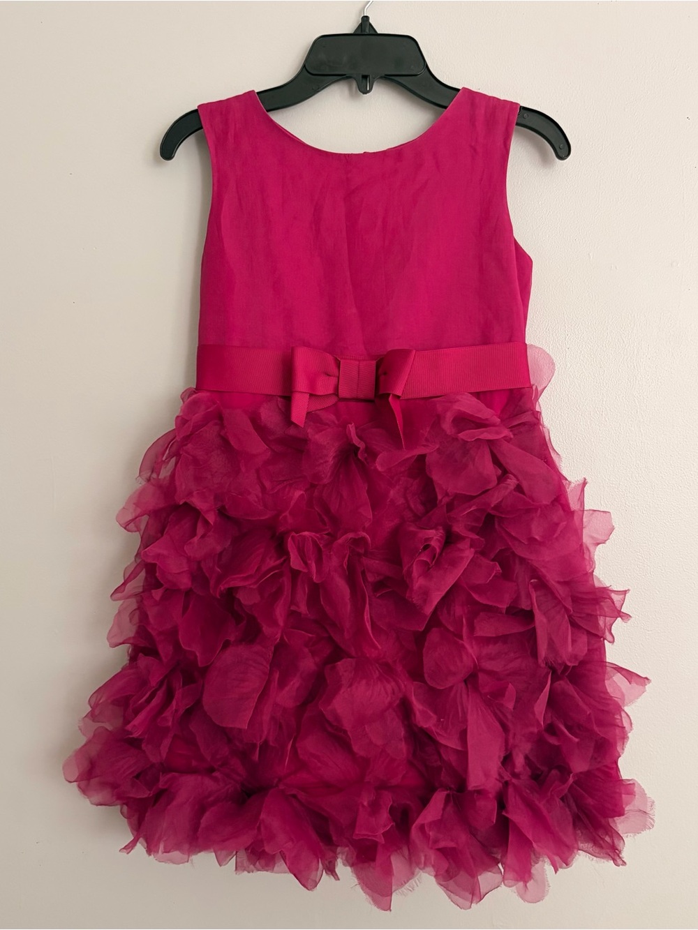 Marchesa Girls Fuchsia Layered Ruffle Dress with Bow